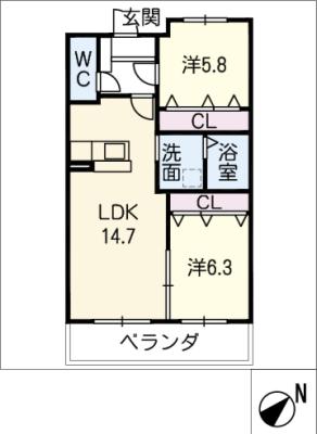 カーサノーバ南山Ａの間取り