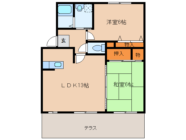 葛城市北花内のアパートの間取り