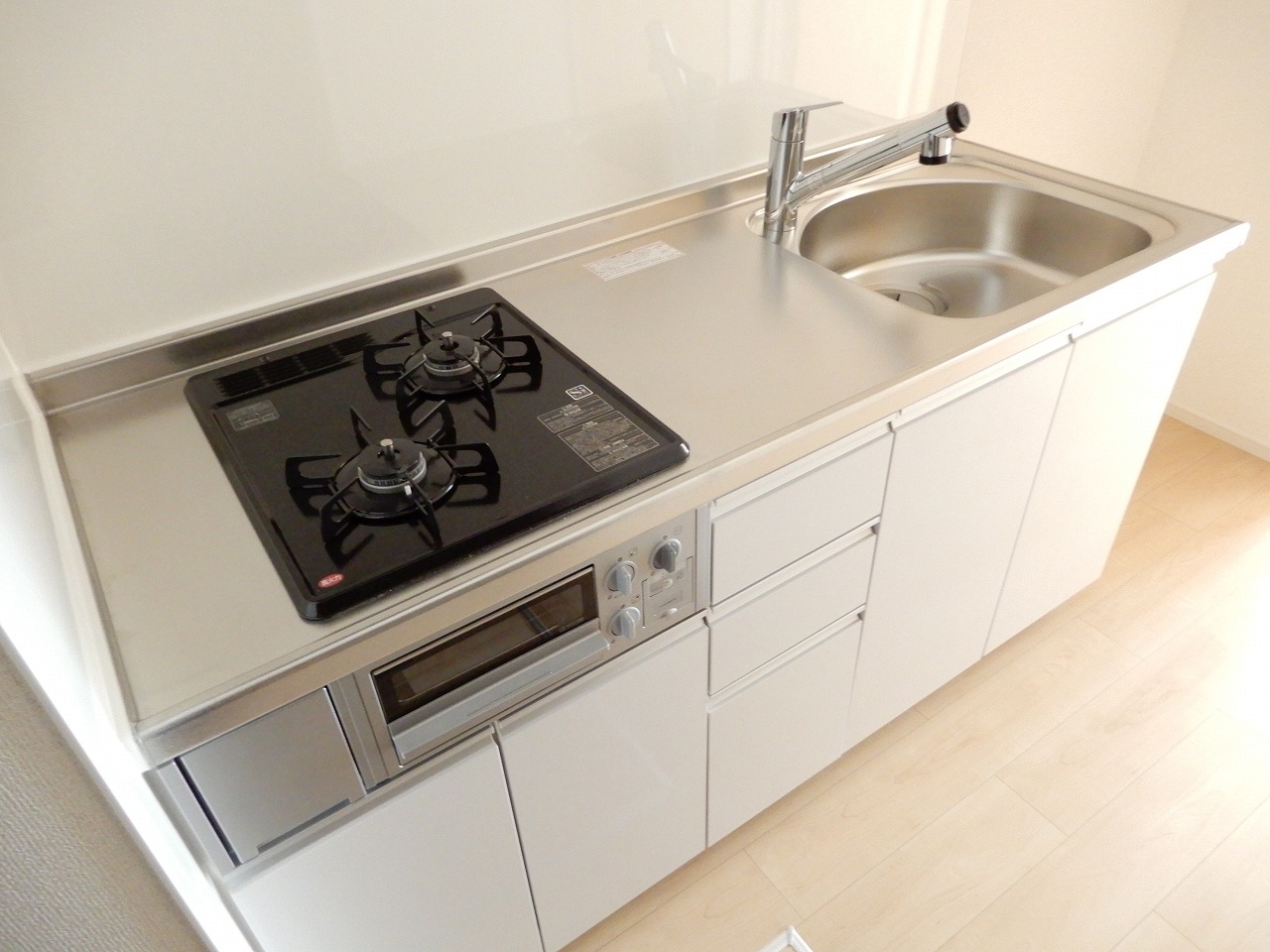 キッチン　システムキッチン2口ガスコンロ