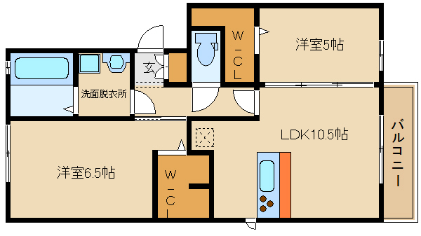 藤井寺市小山のアパートの間取り