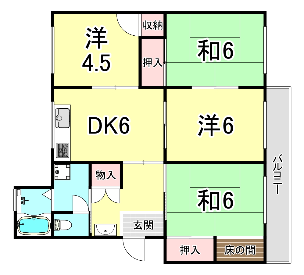 上高丸南住宅1号棟の間取り