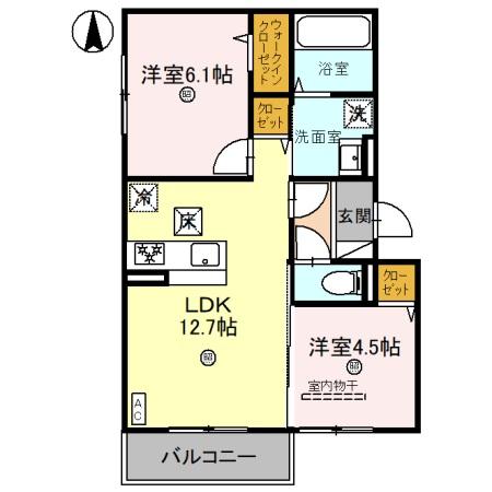 奈良市東九条町のアパートの間取り