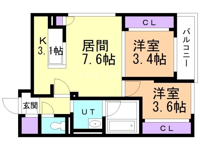 札幌市豊平区豊平一条のマンションの間取り