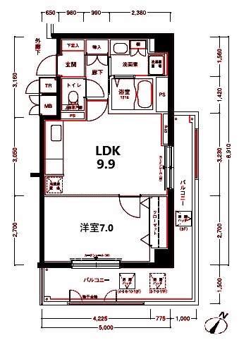 川崎市幸区下平間のマンションの間取り