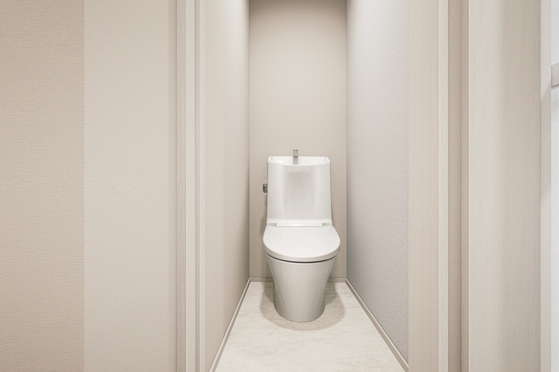 トイレ　温水洗浄便座付きのトイレです♪