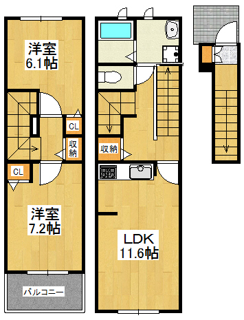 ＪＲ京浜東北線 川崎駅 バス乗車時間：9分 最寄りバス停で下車 徒歩6分 2階建 築17年の間取り写真