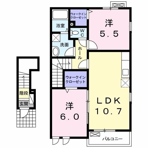 ＪＲ中央線 立川駅 バス乗車時間：35分 最寄りバス停で下車 徒歩3分 2階建 築17年の間取り写真