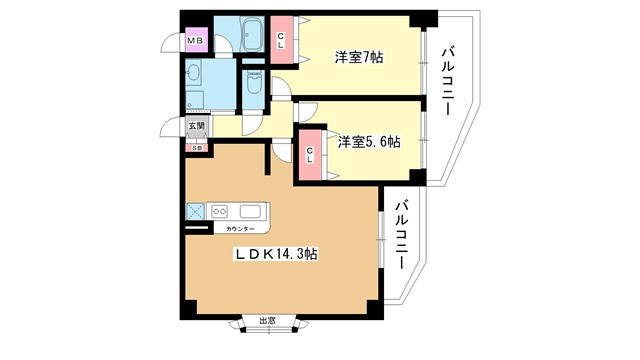 阪急宝塚線 岡町駅 徒歩6分 11階建 築19年の間取り写真