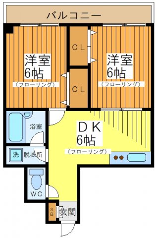 京王線 下高井戸駅 徒歩9分 3階建 築34年の間取り写真