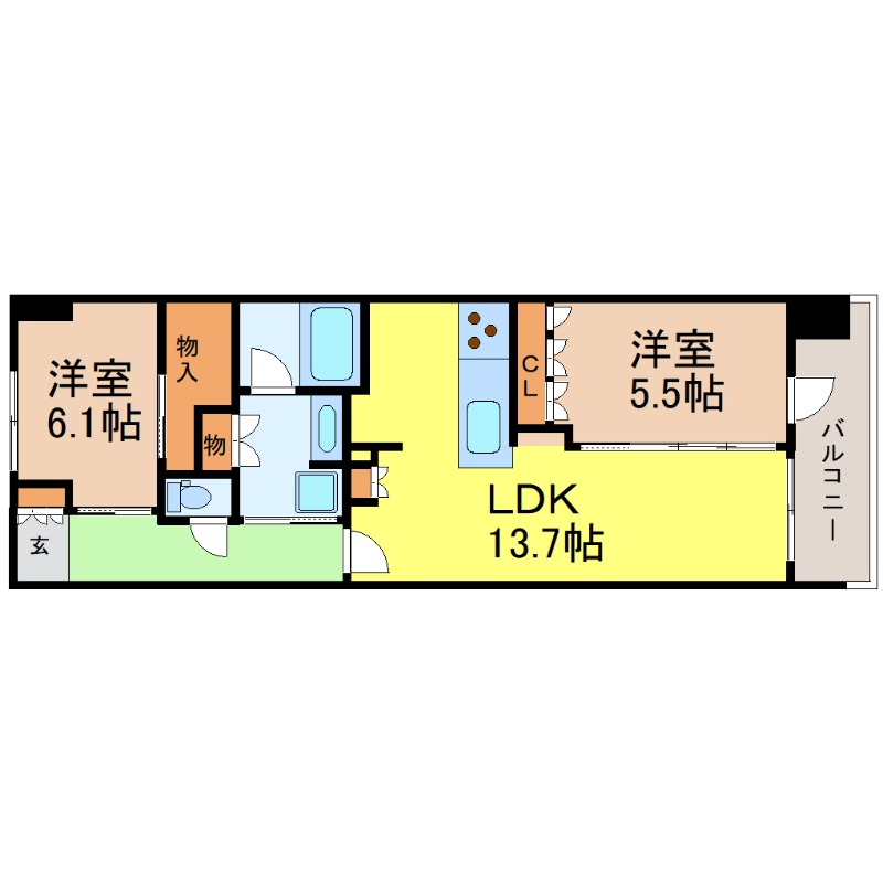 地下鉄東山線 新栄町駅 徒歩3分 20階建 築2年の間取り写真