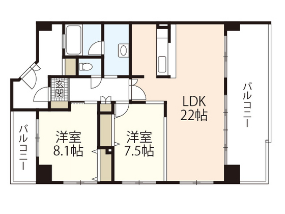 広島市安佐南区伴南のマンションの間取り