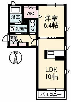 倉敷市上富井のアパートの間取り