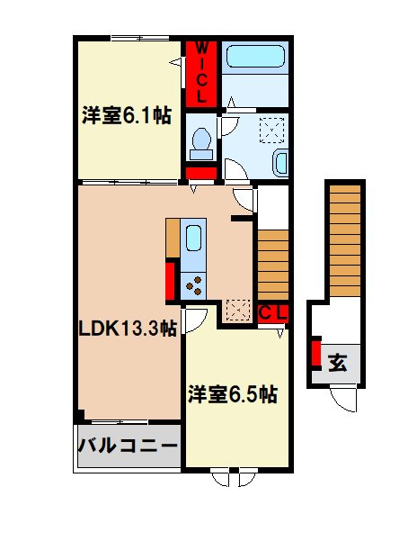 朝倉郡筑前町依井のアパートの間取り