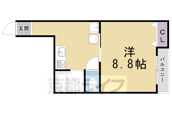 京都市左京区吉田二本松町のマンションの間取り