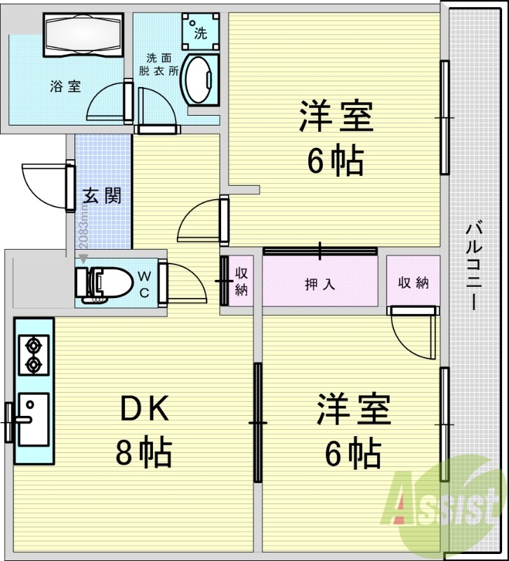 【吹田市山田市場のマンションの間取り】