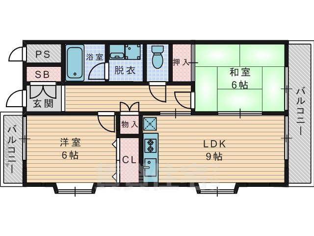 枚方市田宮本町のアパートの間取り