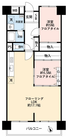 南砂グリーンハイツ2号棟の間取り