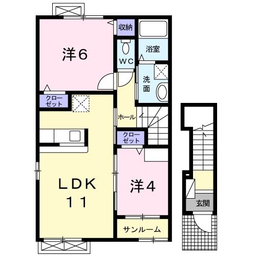 金沢市窪のアパートの間取り