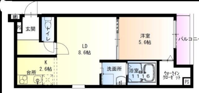 池田市豊島北のアパートの間取り