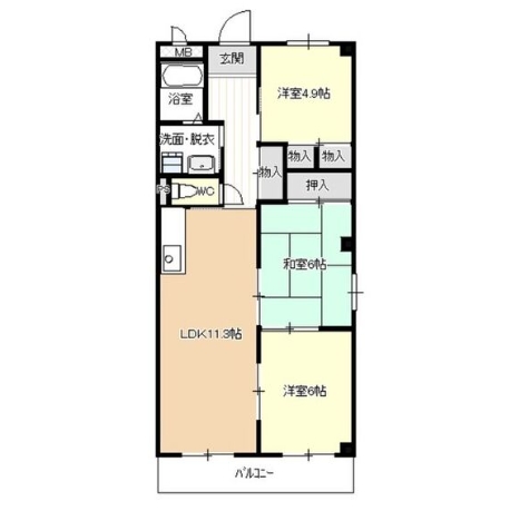 名古屋市熱田区青池町のマンションの間取り