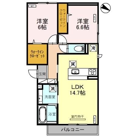 新潟市東区紫竹のアパートの間取り