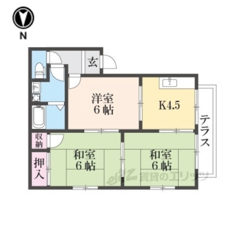 長浜市八幡東町のアパートの間取り