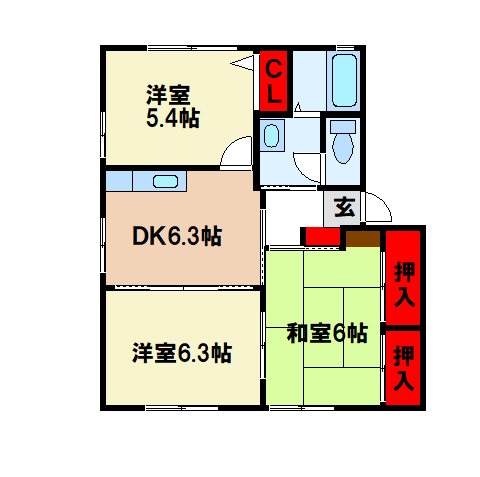 太宰府市向佐野のアパートの間取り