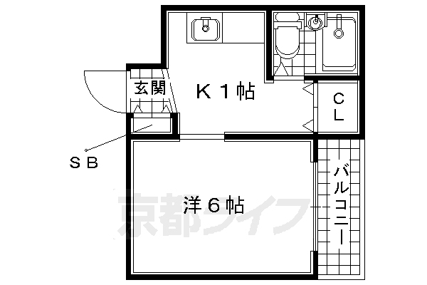 八幡市橋本北ノ町のマンションの間取り