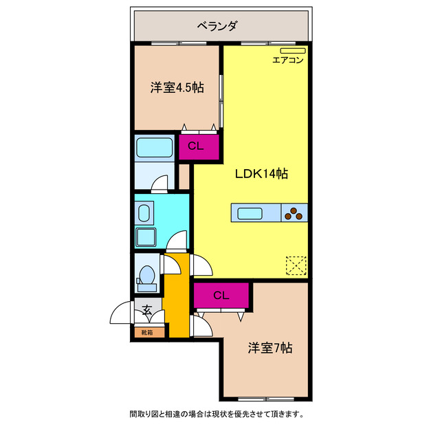 富山市長江東町のアパートの間取り