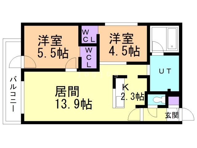 札幌市豊平区月寒西一条のマンションの間取り