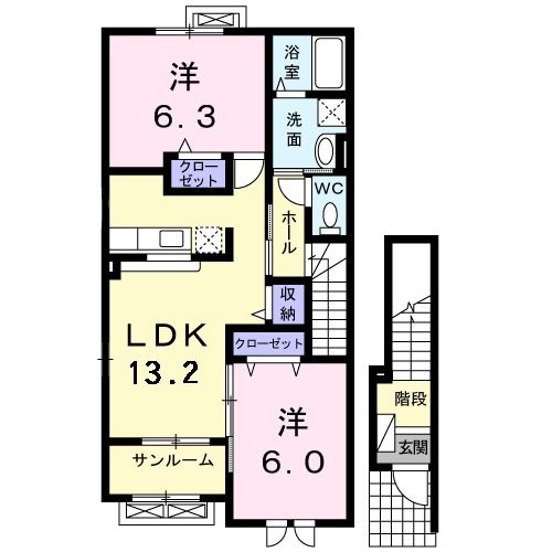 能美市大成町のアパートの間取り