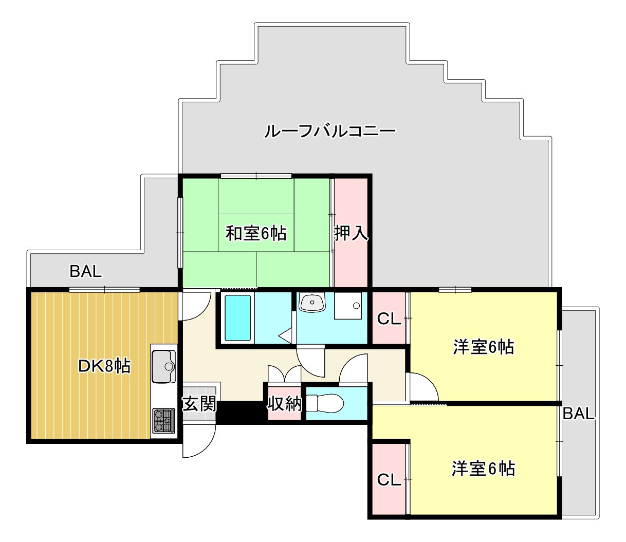 【豊中市永楽荘のマンションの間取り】