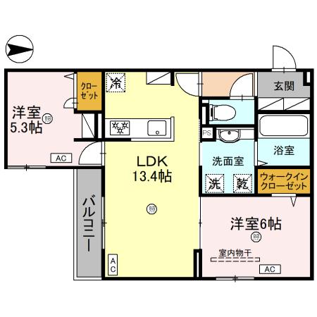 大阪市住吉区遠里小野のアパートの間取り