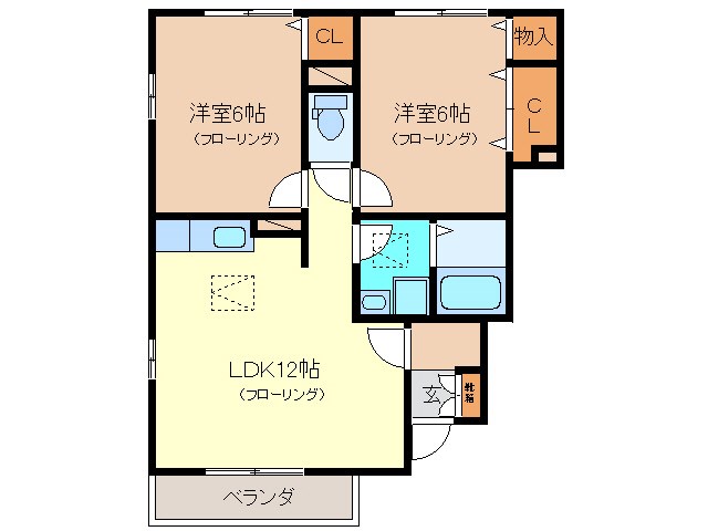 長野市豊野町豊野のアパートの間取り