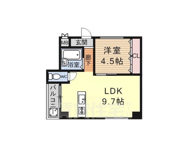 京都市山科区御陵鴨戸町のマンションの間取り