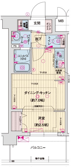 京都市南区上鳥羽勧進橋町のマンションの間取り