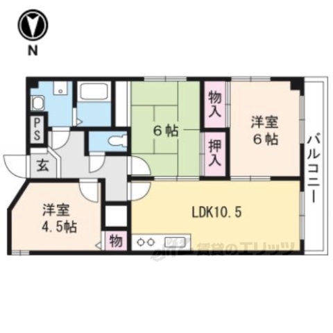 亀岡市追分町のマンションの間取り