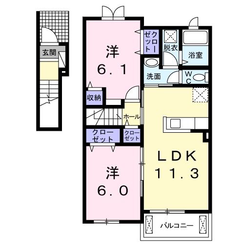 直方市新町のアパートの間取り