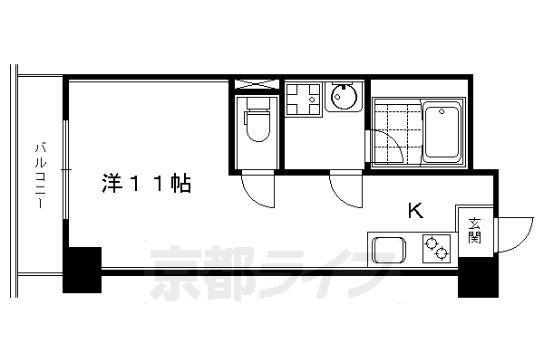 京都市中京区梅屋町のマンションの間取り