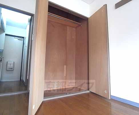 収納　奥行きもしっかり。洋服も掛けられます