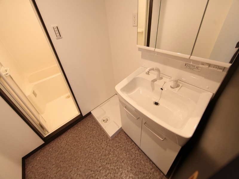 洗面設備　脱衣所　独立洗面台（シャンプードレッサー付）収納スペース有