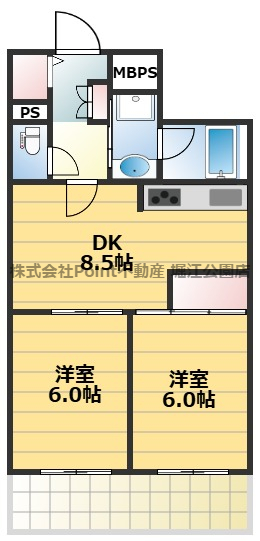 地下鉄谷町線 中崎町駅 徒歩6分 11階建 築44年の間取り写真