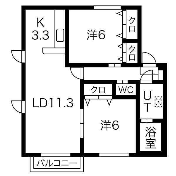 札幌市清田区真栄一条のアパートの間取り