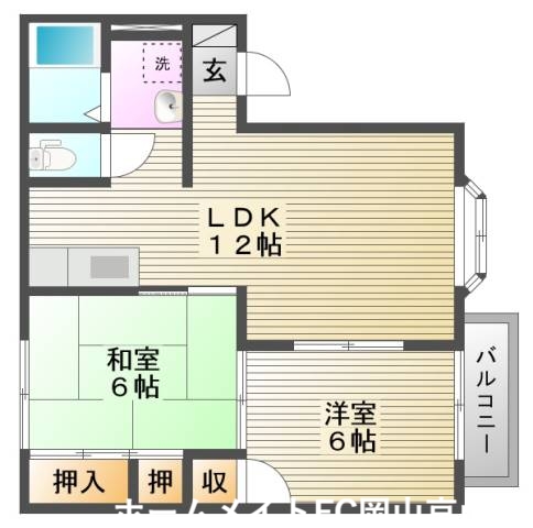 岡山市北区矢坂東町のアパートの間取り