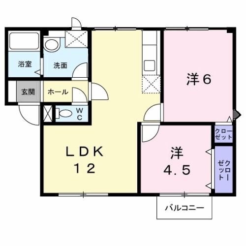 茨城県水戸市元吉田町（アパート）の賃貸物件の間取り