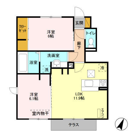 川口市三ツ和のアパートの間取り