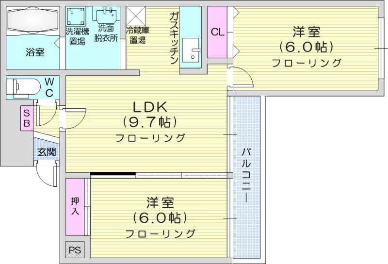 札幌市北区新琴似十一条のマンションの間取り