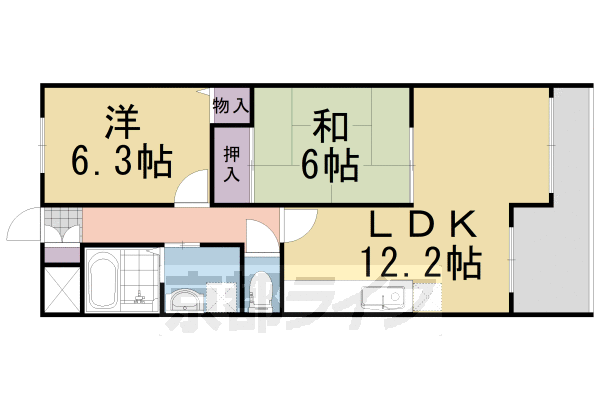 長岡京市開田のマンションの間取り