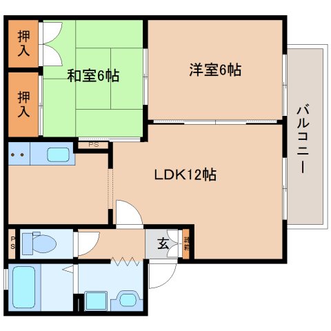 奈良県奈良市紀寺町（アパート）の賃貸物件の間取り