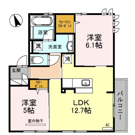 京都市中京区田中町のアパートの間取り